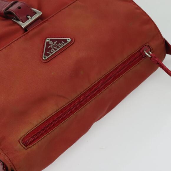 PRADA Shoulder Bag Nylon Red Silver - Picture 6 of 12